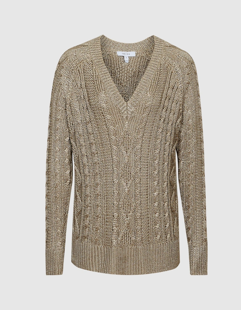 V-Neck Cable Knit Jumper