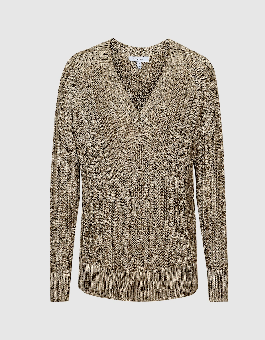 V-Neck Cable Knit Jumper, 2 of 1