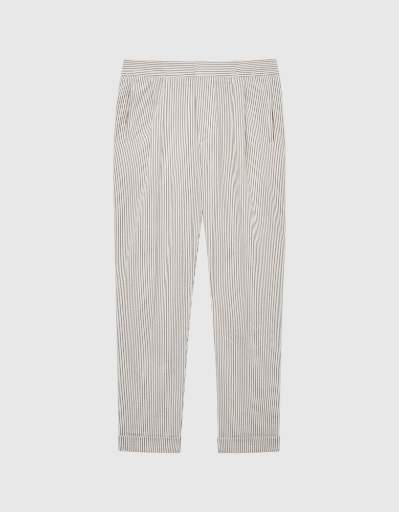 Seersucker Relaxed Fit Trousers