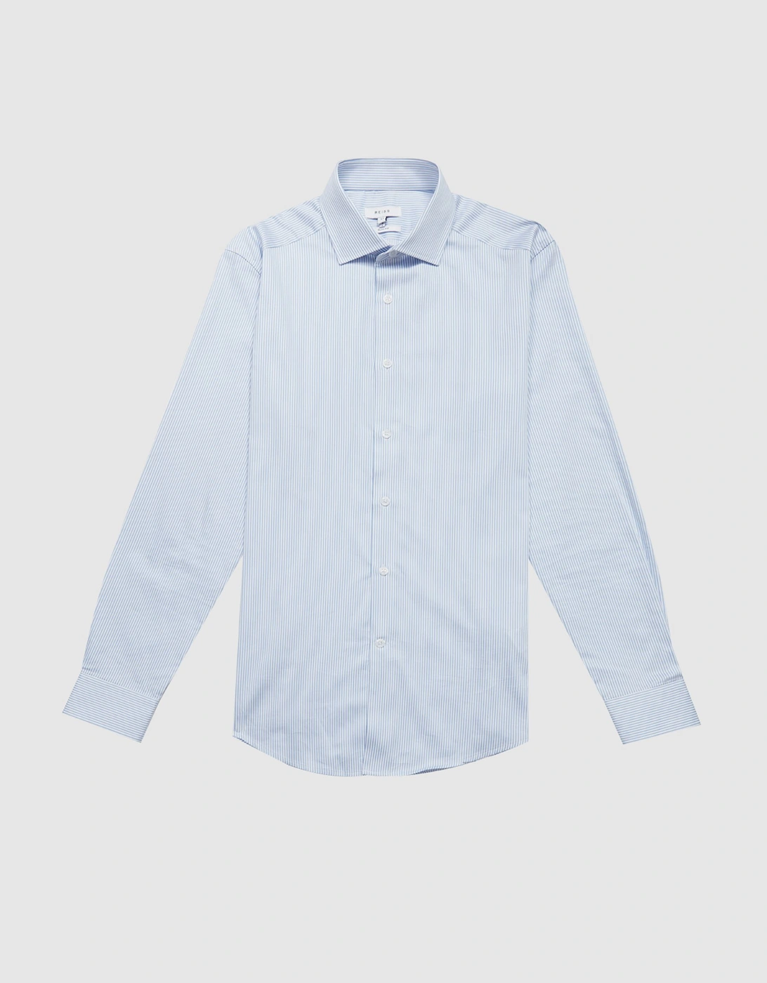 Slim Fit Cotton Satin Striped Cutaway Collar Shirt, 2 of 1