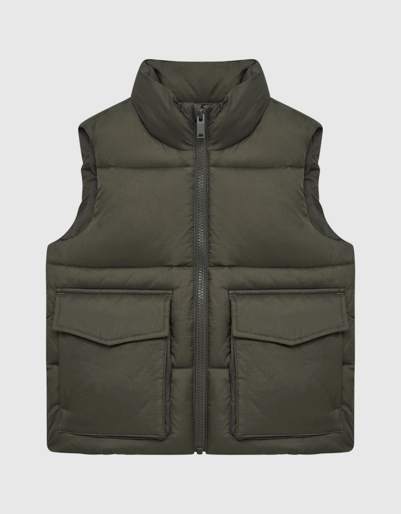 Sleeveless Funnel Neck Puffer Gilet