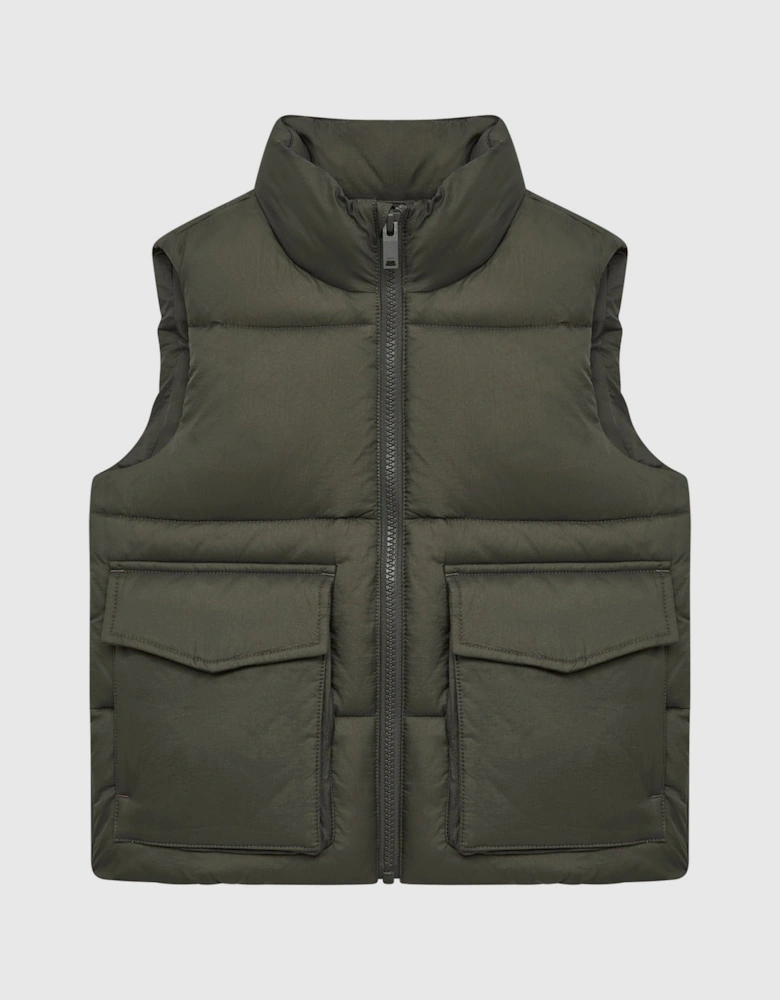 Sleeveless Funnel Neck Puffer Gilet