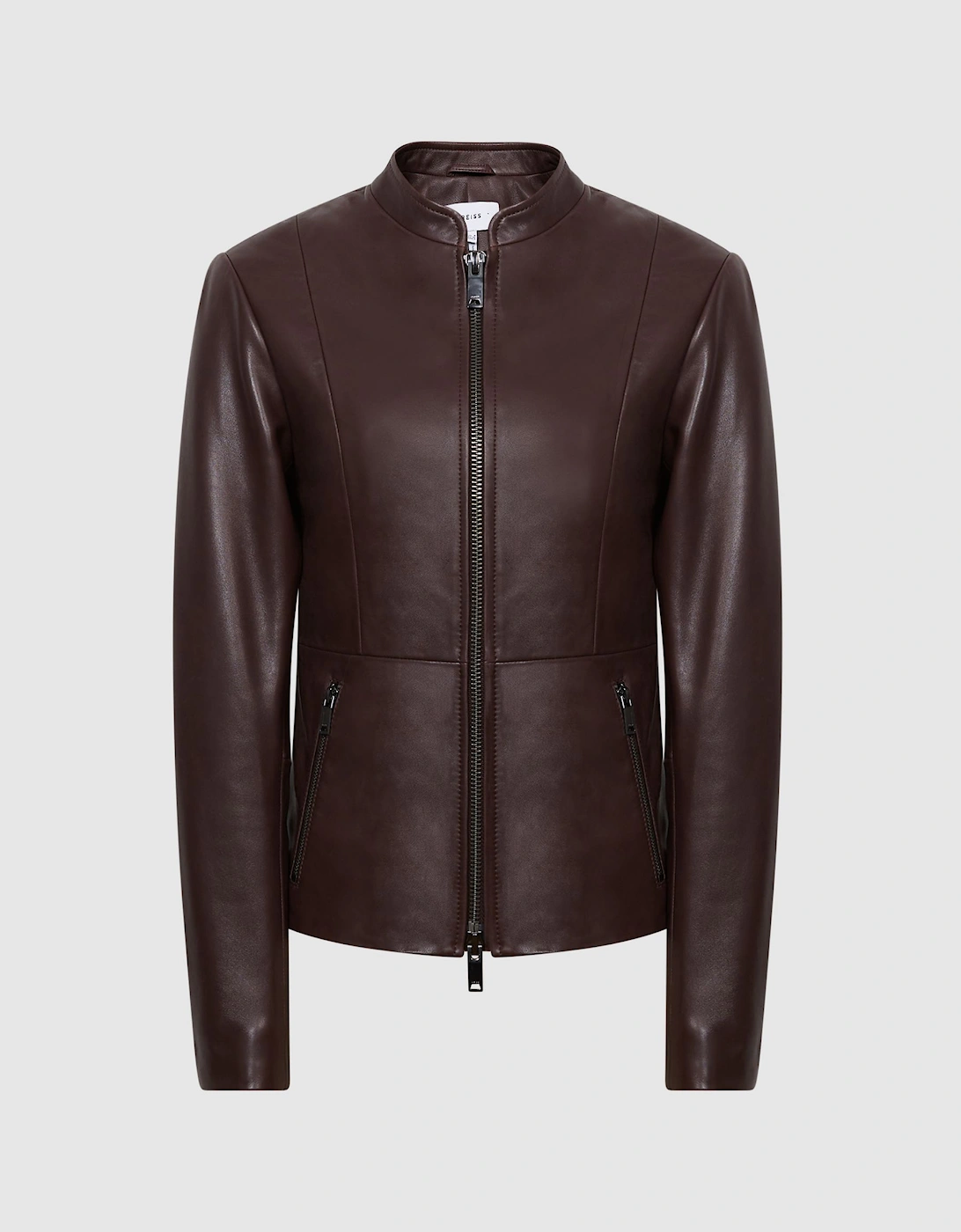 Leather Zip Front Biker Jacket, 2 of 1