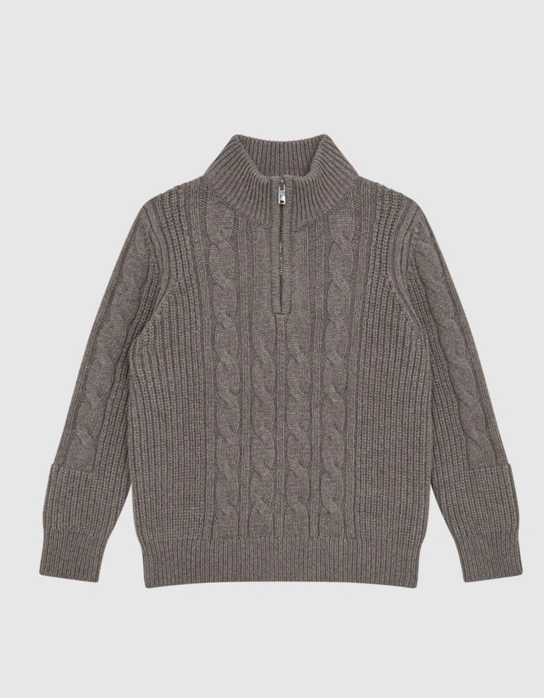 Cable Knit Zip Neck Jumper