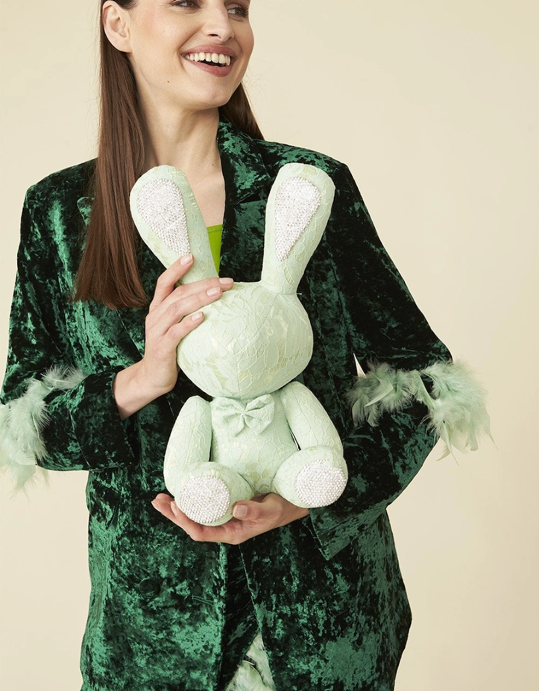 Rhinestone Rabbit in Mint Green