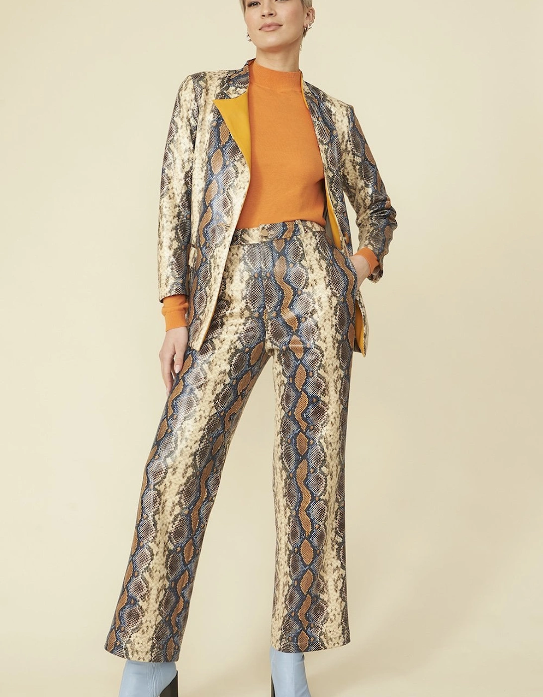 Snake Print Snake Print Leather Effect Blazer