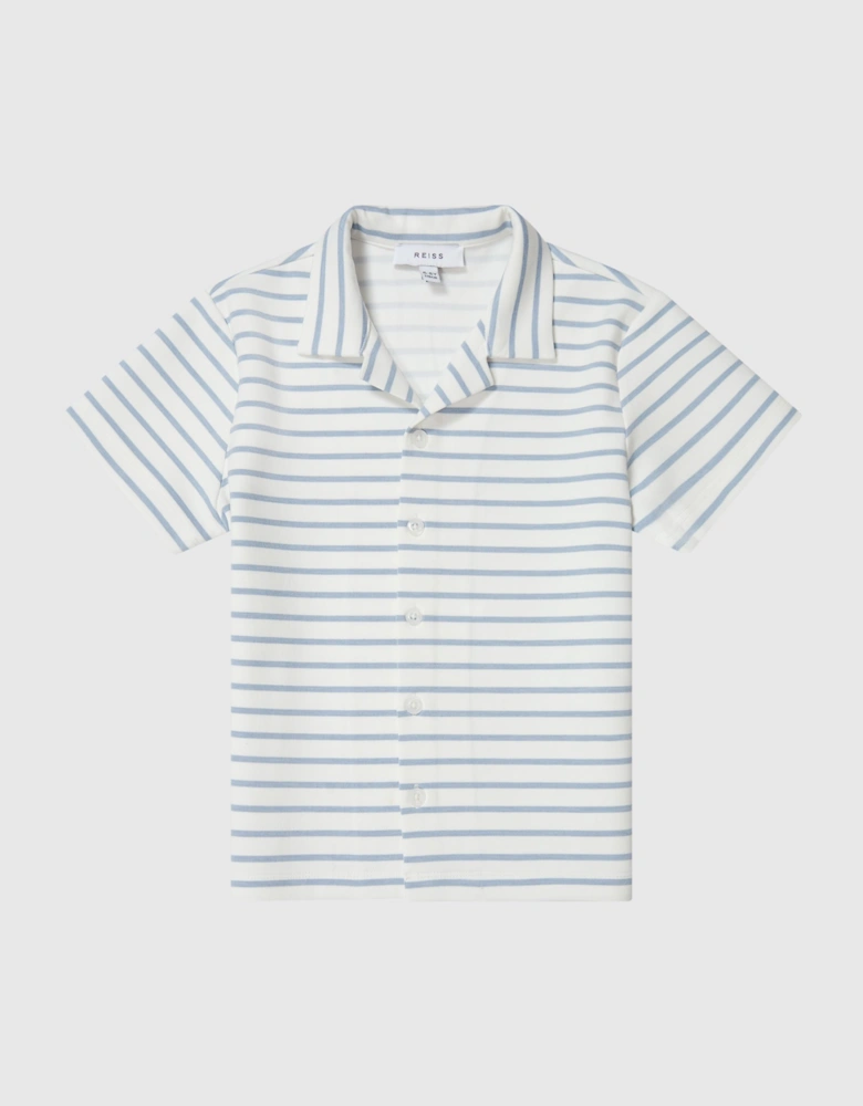 Junior Striped Jersey Cuban Collar Shirt