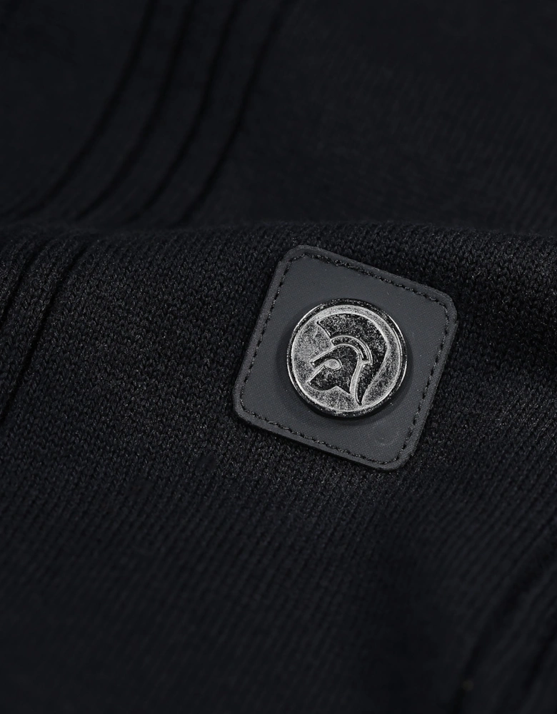 Retro Mod Self Stripe Fine Gauge Mens Polo Shirt - Black