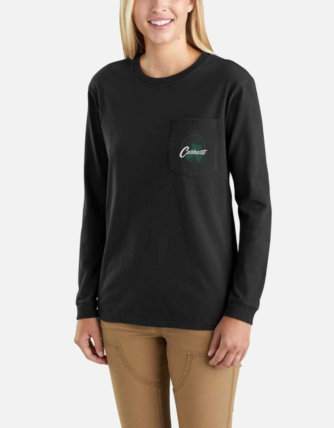 Carhartt Womens Shamrock Graphic Long Sleeve T Shirt, 3 of 2