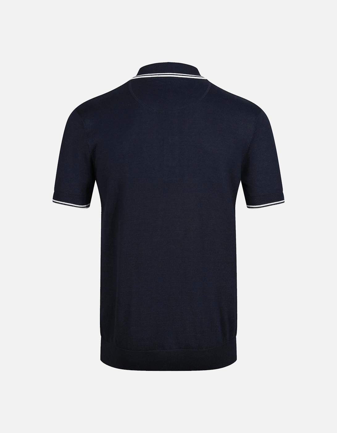 Retro Mod Self Stripe Fine Gauge Mens Polo Shirt - Navy