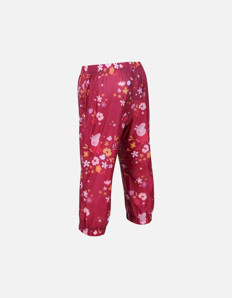 Childrens/Kids Floral Peppa Pig Packaway Waterproof Trousers