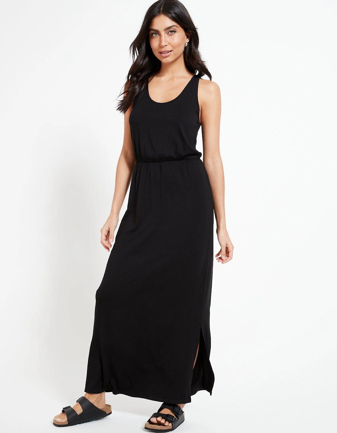 Channel Waist Jersey Beach Maxi Dress - Black, 7 of 6