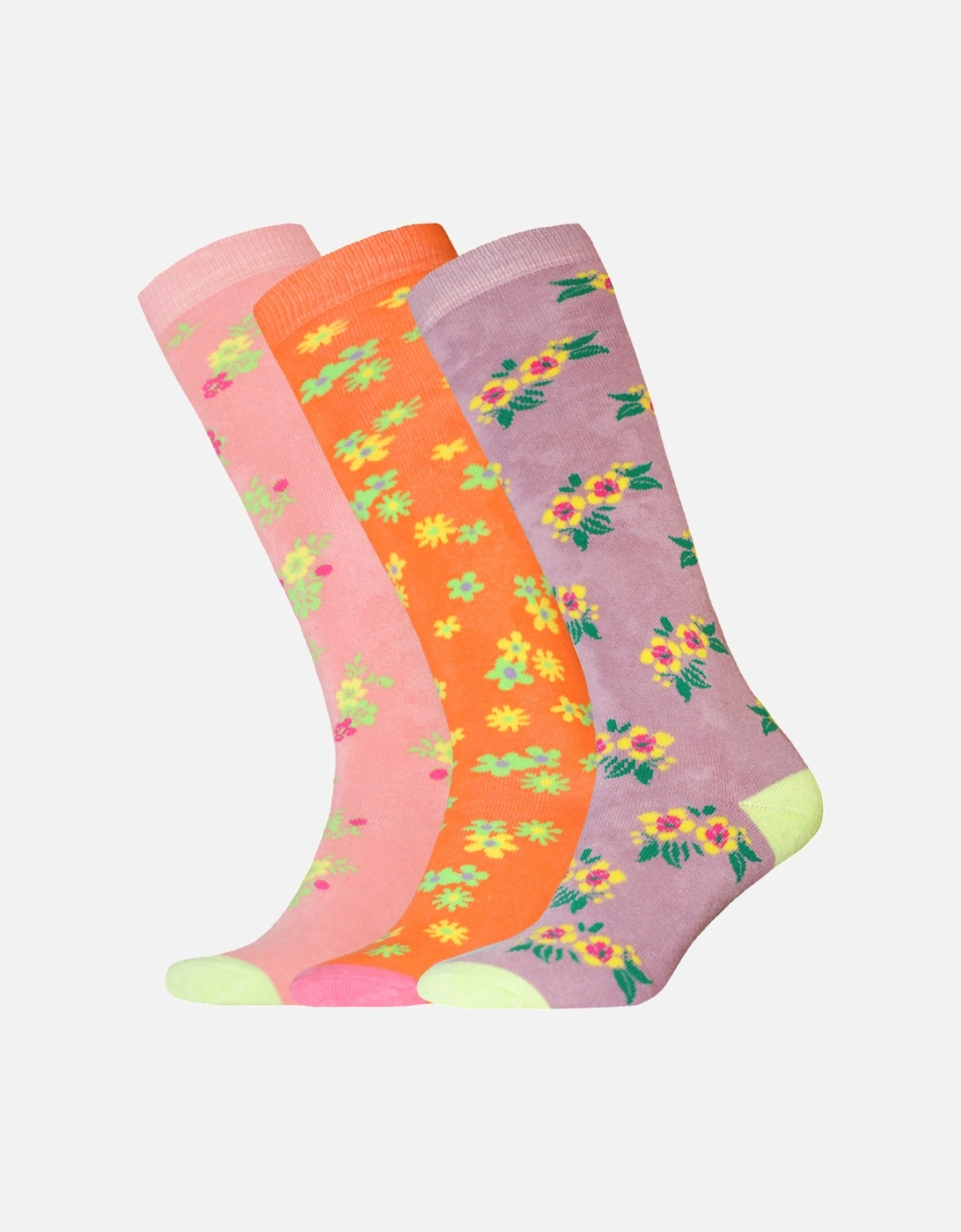 Womens/Ladies Floral Wellington Socks (Pack Of 3), 2 of 1