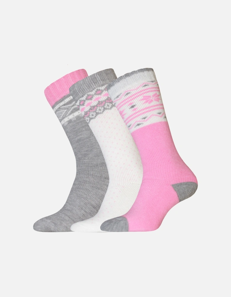 Womens/Ladies Fair Isle Boot Socks (Pack Of 3)