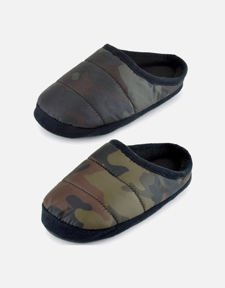 Childrens/Kids Camo Puffer Slippers