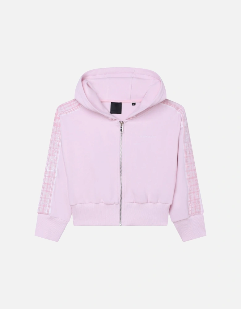 Girls Tape Logo Zip Hoodie Pink