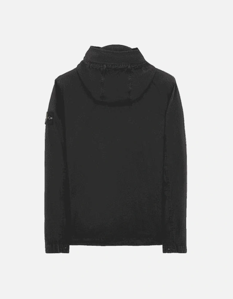 Cotton 1 Pocket Hooded Black Overshirt
