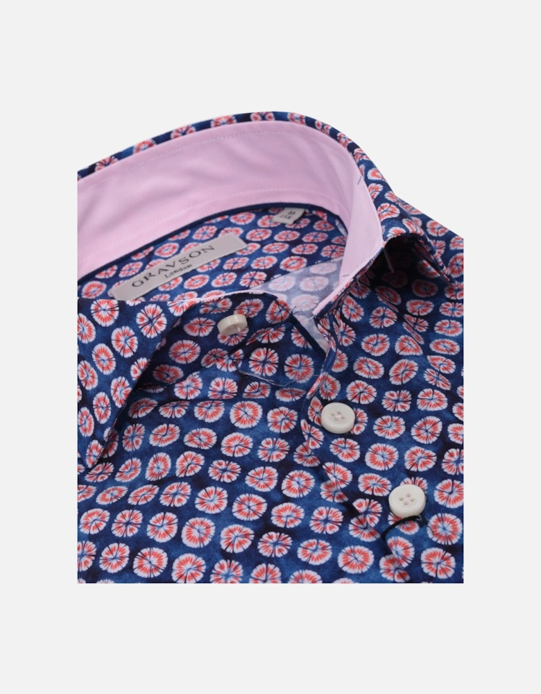 Blue & Pink Printed Patterned Shirt