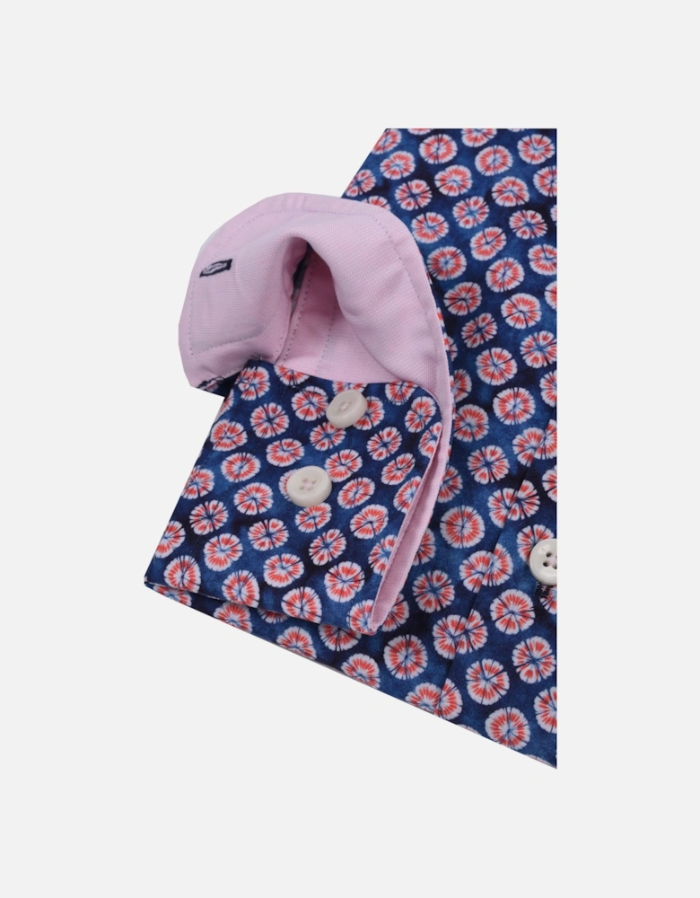 Blue & Pink Printed Patterned Shirt