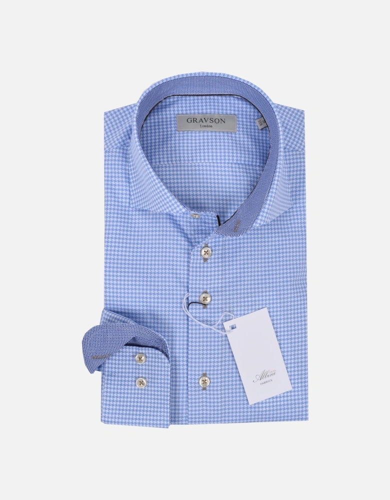 Gravson Light Blue Dog Tooth Check Shirt Light Blue