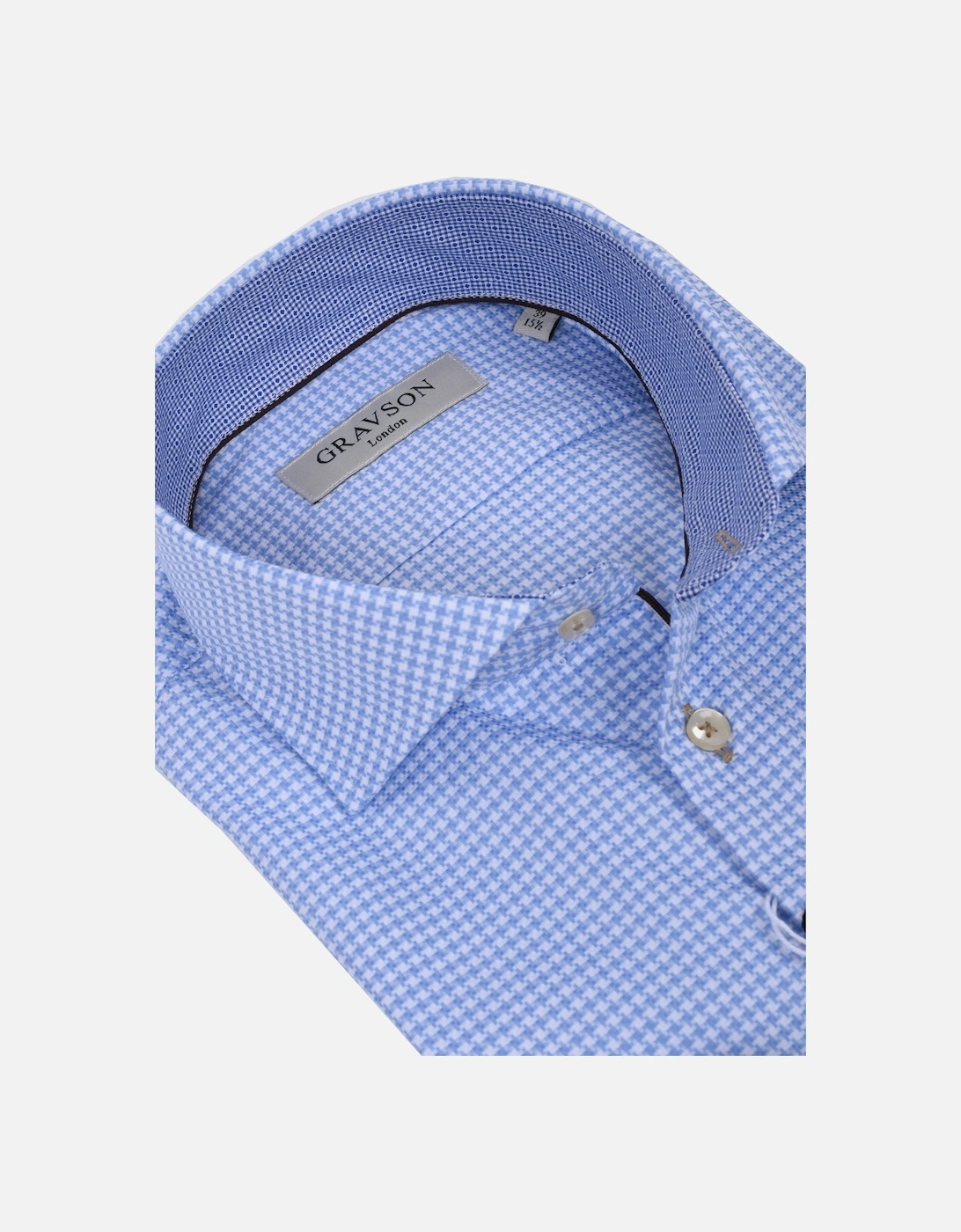 Gravson Light Blue Dog Tooth Check Shirt Light Blue