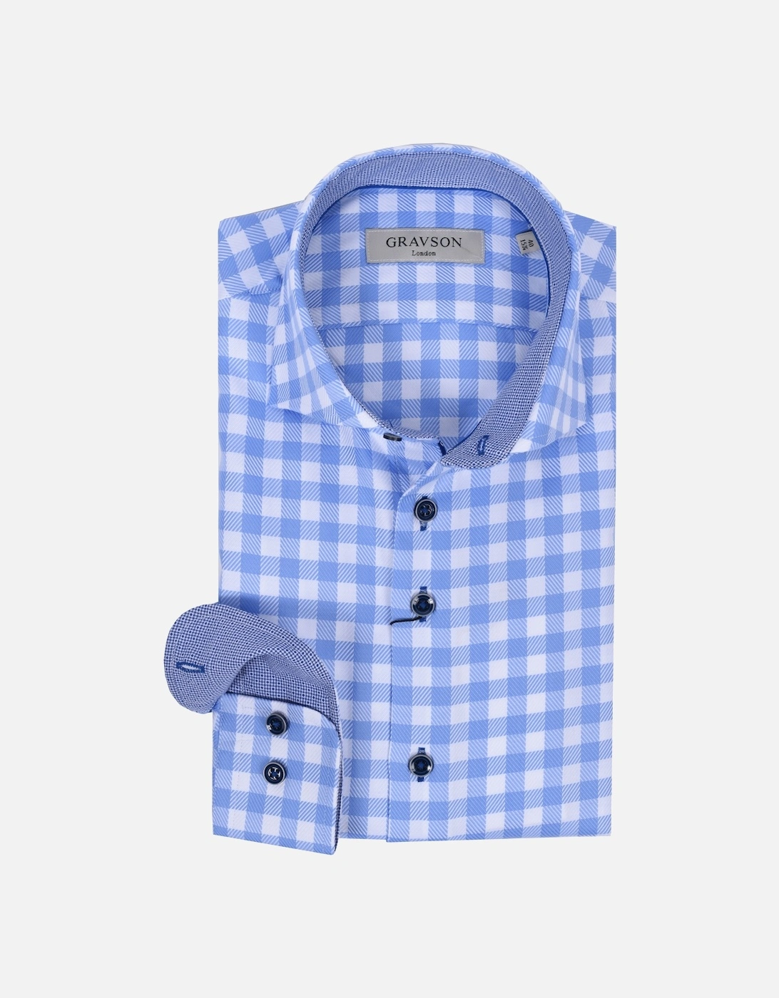 Gravson Light Blue Gingham Check Shirt, 4 of 3