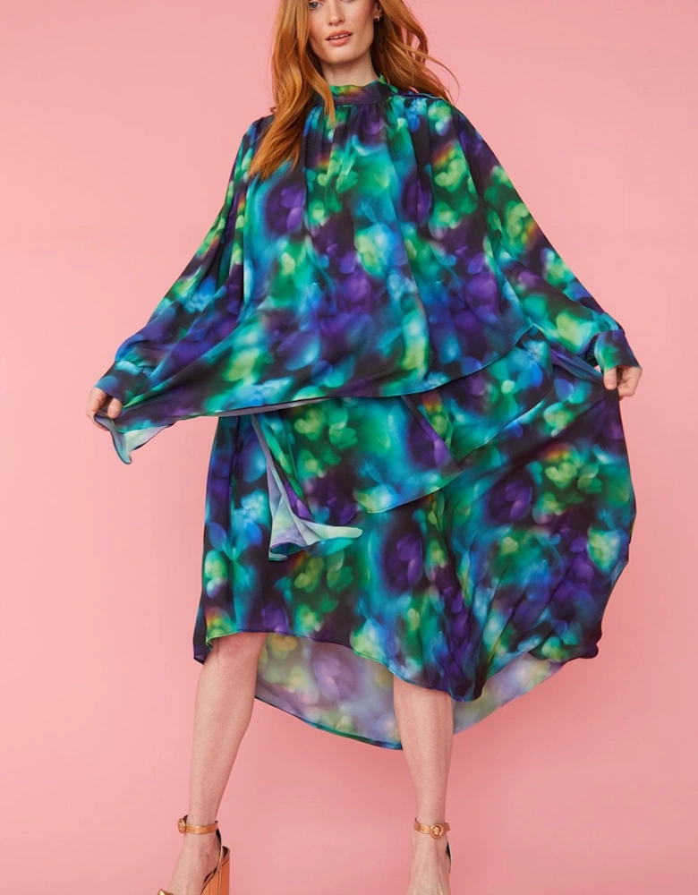 Abstract Silk Blend Maxi Dress