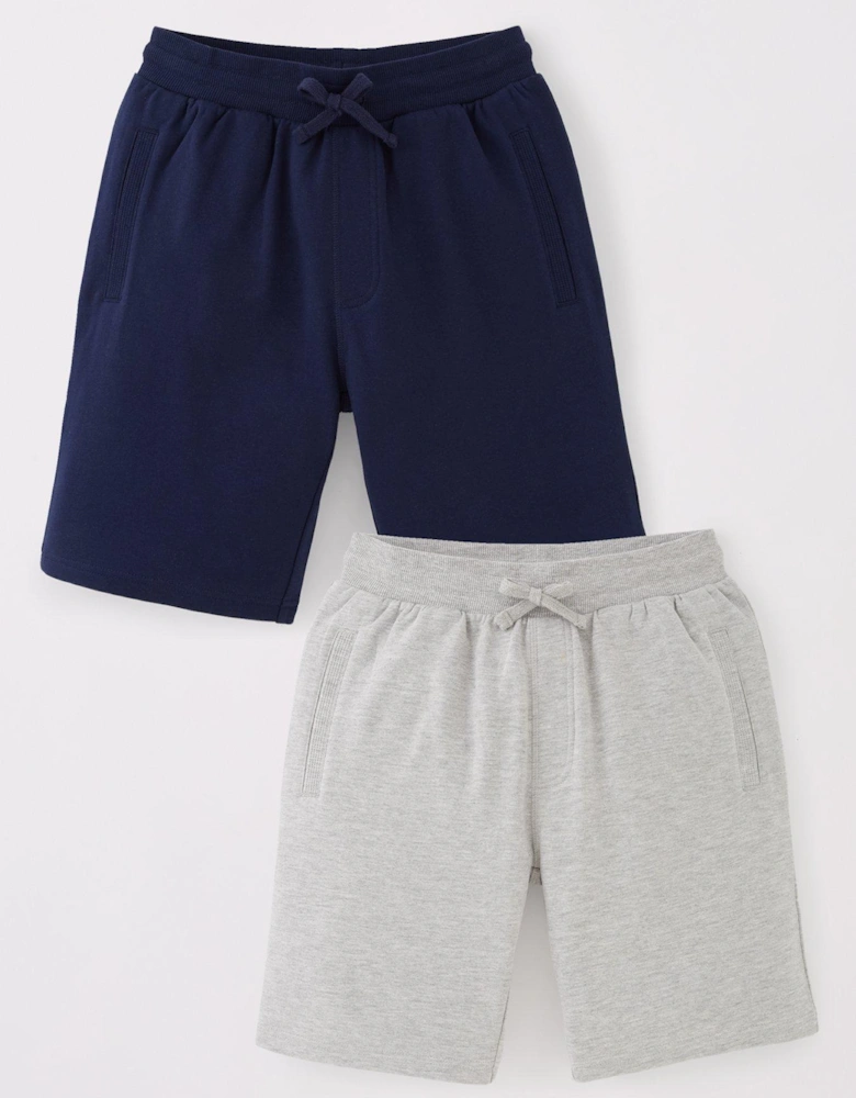 Boys Cotton Rich Essential Jogger Shorts (2 Pack) - Navy/Grey