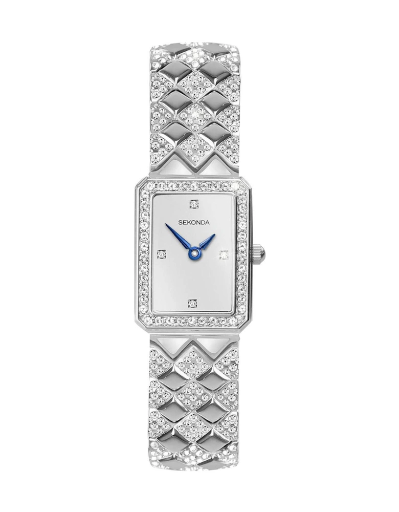 Ladies Silver Alloy Bracelet with White Dial Watch