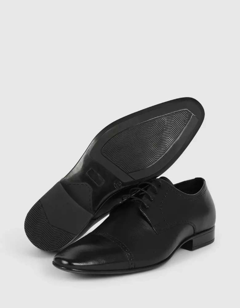 Mens Leather Punch Detail Derby Shoes