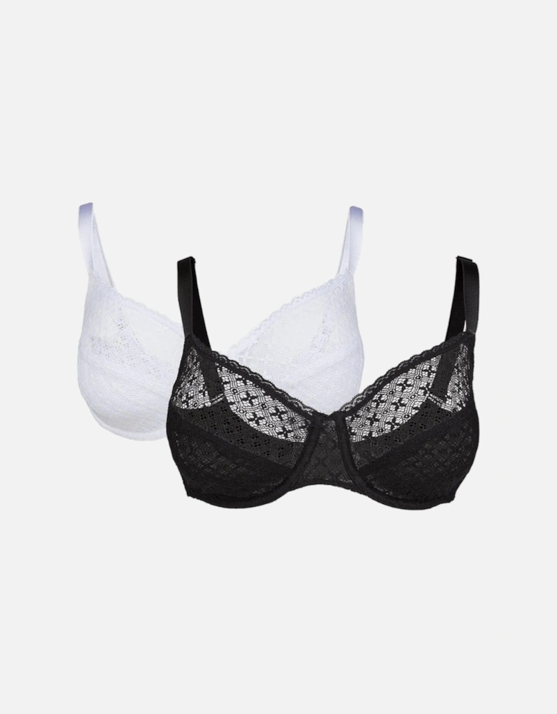 Womens/Ladies Textured Lace Bra (Pack of 2)