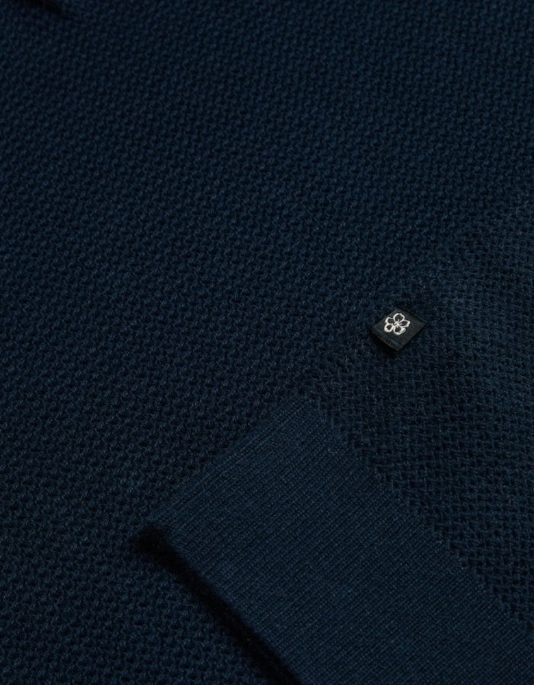 Men's Navy Knitted Imago Polo Shirt.