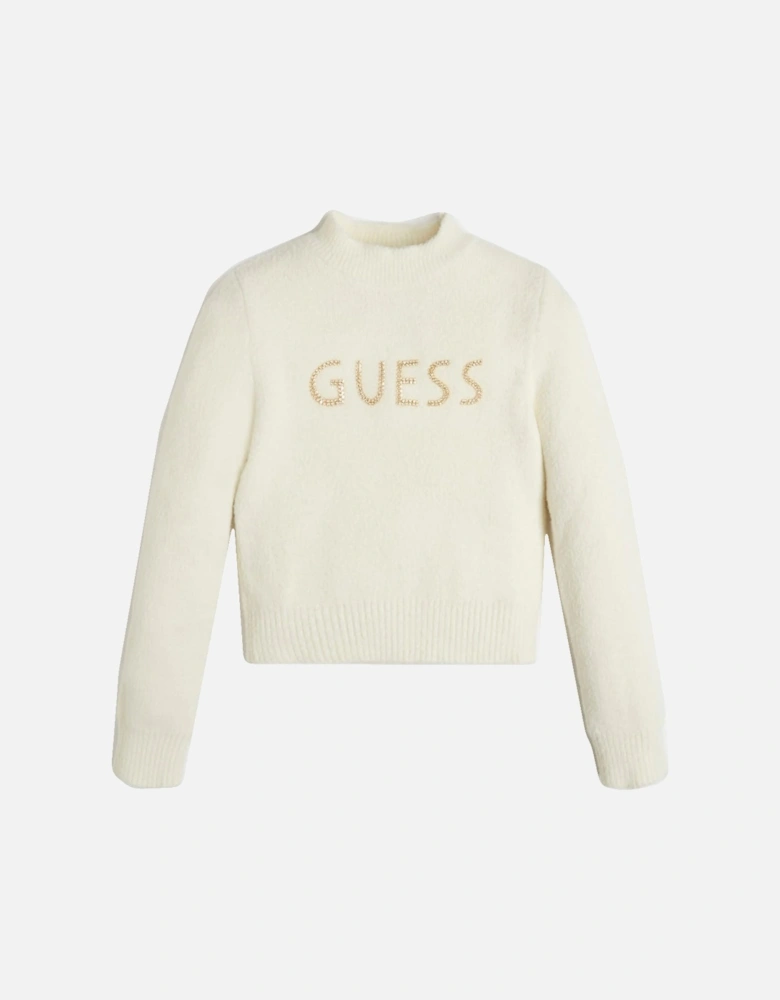 KIDS-GIRLS FRONT LOGO SWEATER CREAM