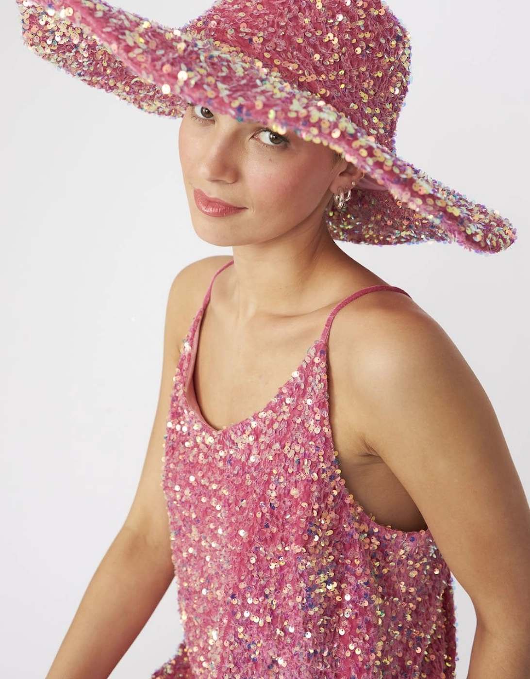 Pink Sequin Handmade Flapper Hat