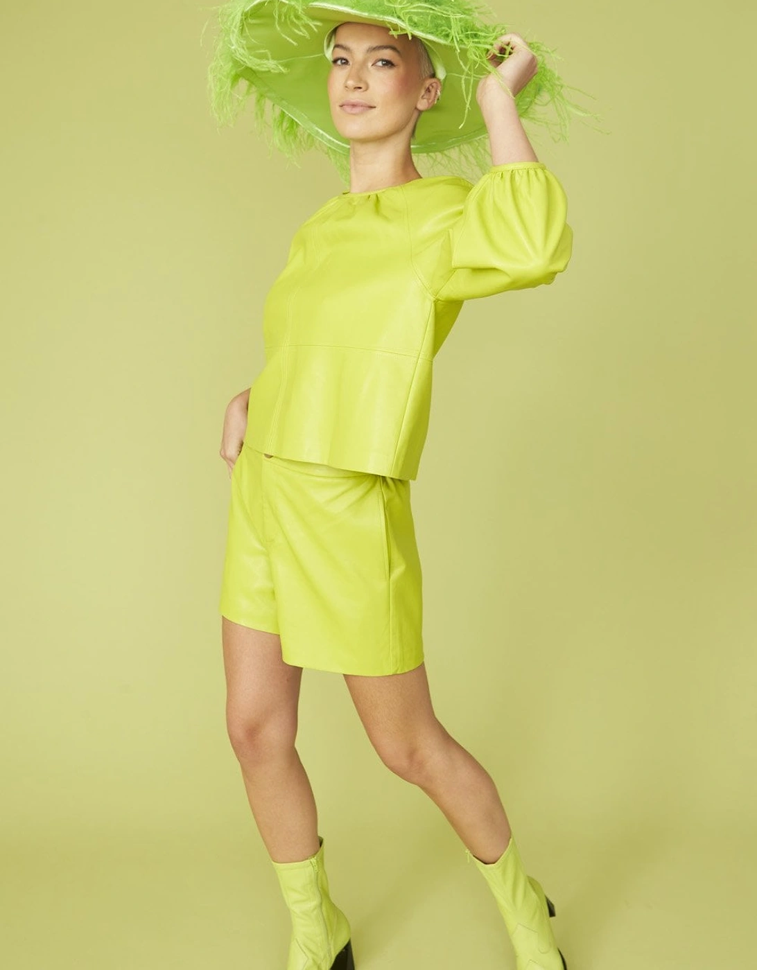 Lime Green Eco Leather Swing Top