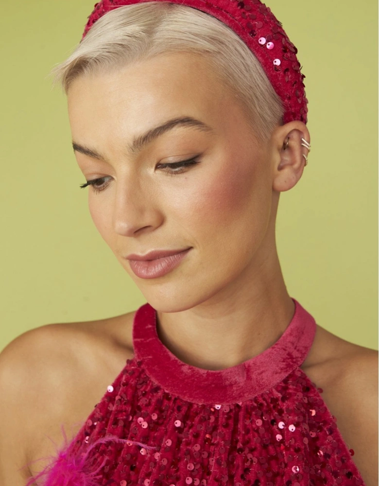Pink Padded Sequin Headband