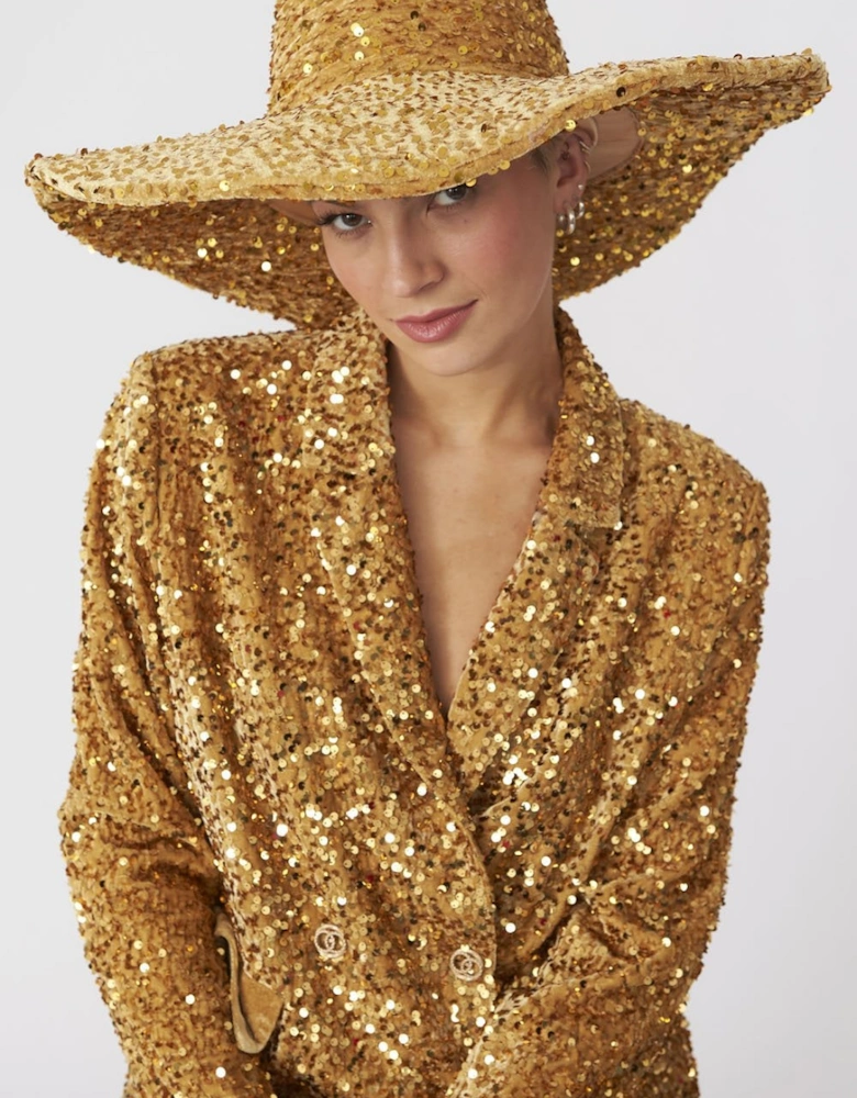 Gold Sequin Handmade Flapper Hat