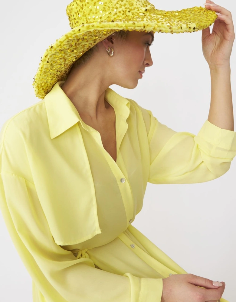 Yellow Sequin Handmade Flapper Hat