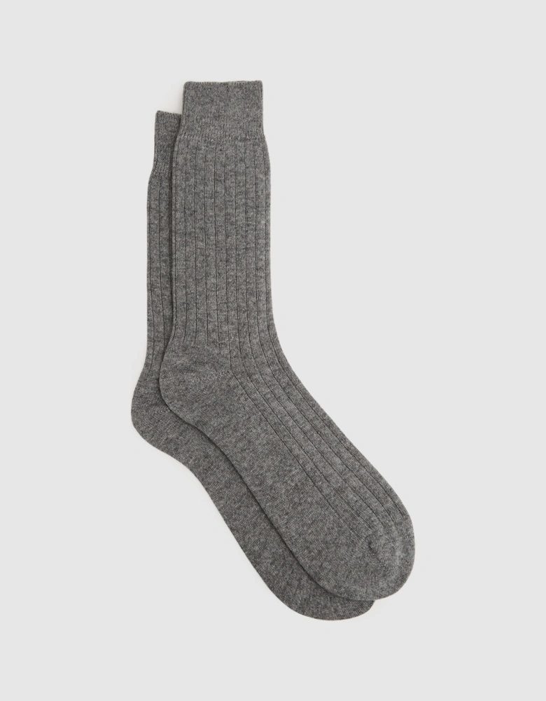 Wool-Cashmere Blend Ribbed Socks