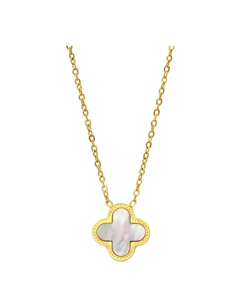 Luck Collection Necklace - Stainless Steel (Gold & Faux Pearl)