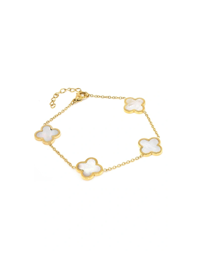 Luck Collection Chain Bracelet - Stainless Steel (Gold & Faux Pearl)