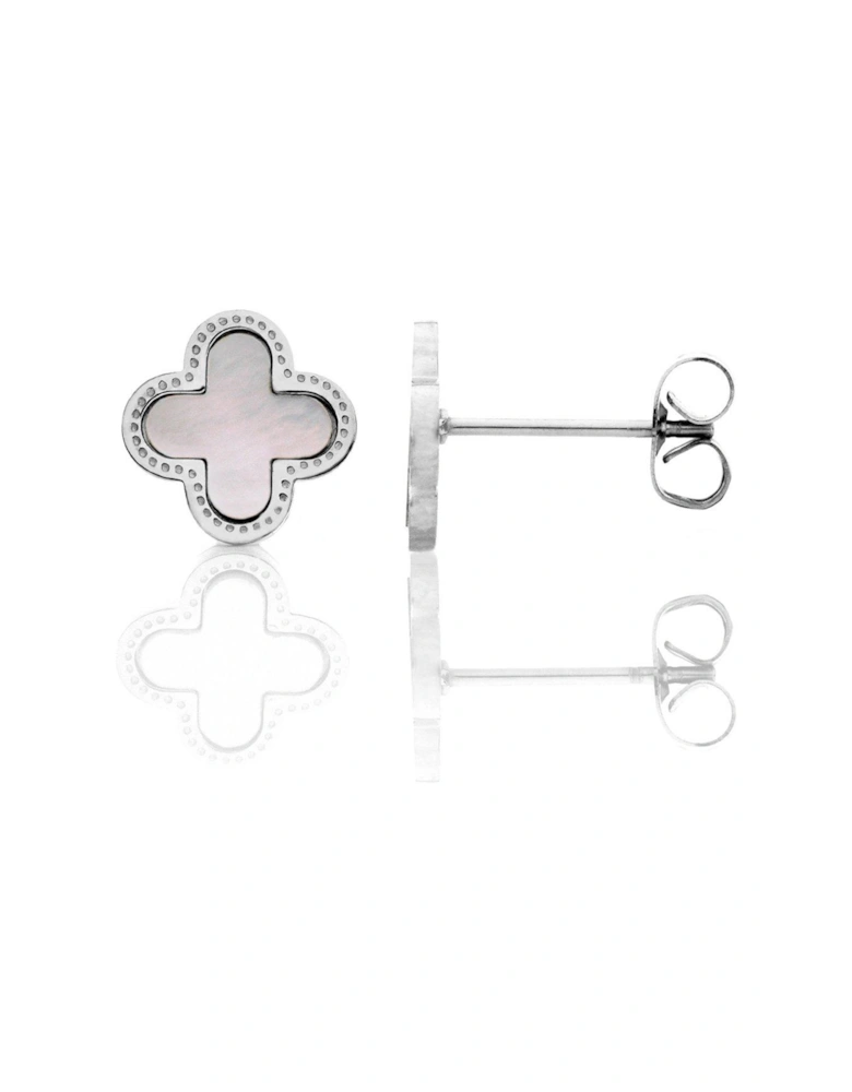 Luck Collection Earrings - Stainless Steel (Silver & Faux Pearl)