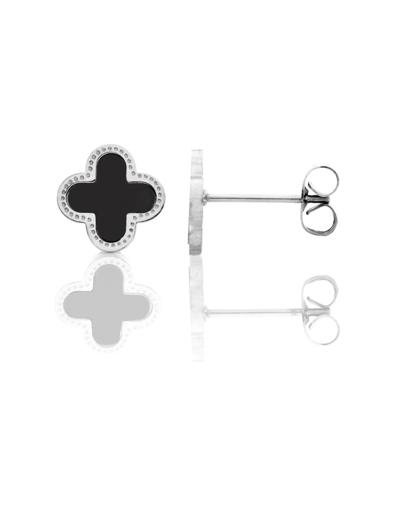 Luck Collection Earrings - Stainless Steel (Silver & Black)