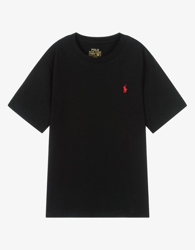 Black T-Shirt with red Pony