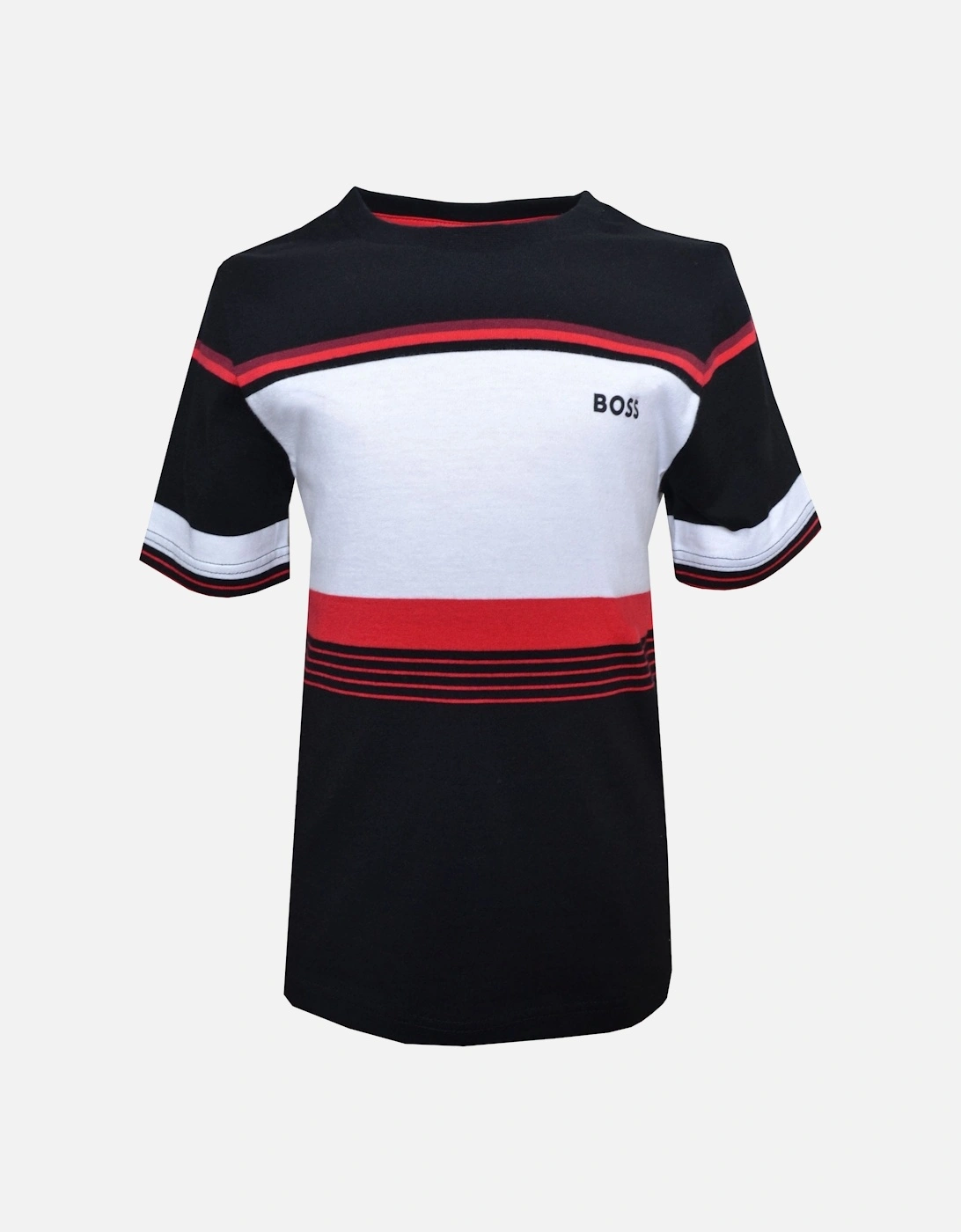 Boy's Red, White and Black Striped T-shirt, 4 of 3