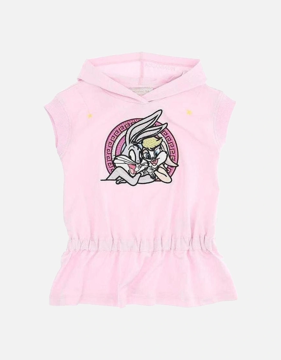 Girls Pink Crystal Loony Tunes Dress, 4 of 3