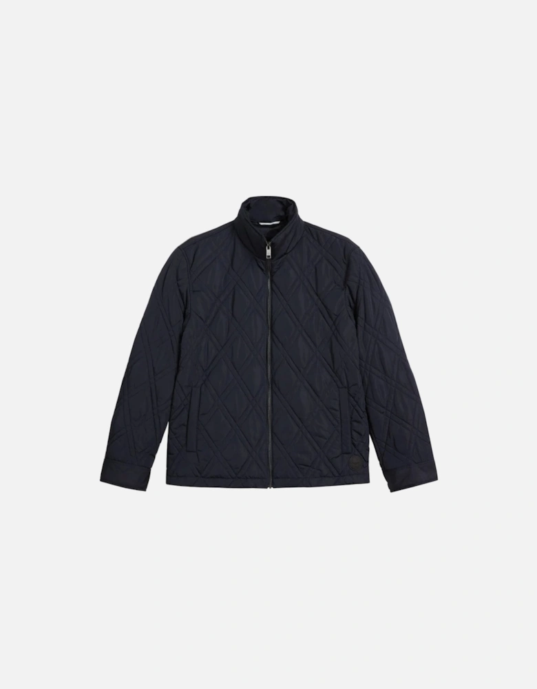 Navy Manby Quilted Showerproof Jacket.