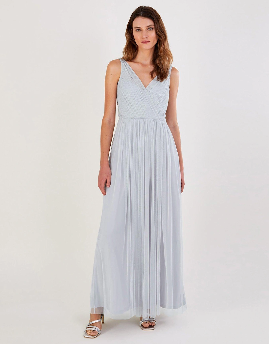 Anne Mesh Maxi Bridesmaid Dress - Silver, 2 of 1