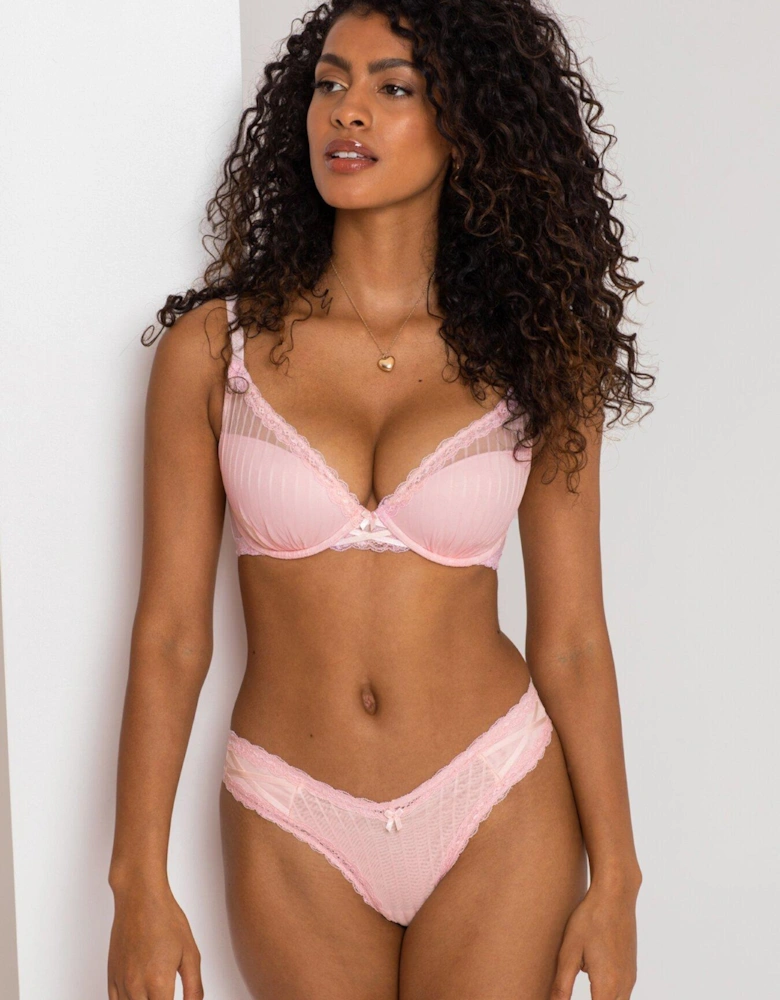 Luxe Linear V-Shaped Brazilian Brief - Light Pink