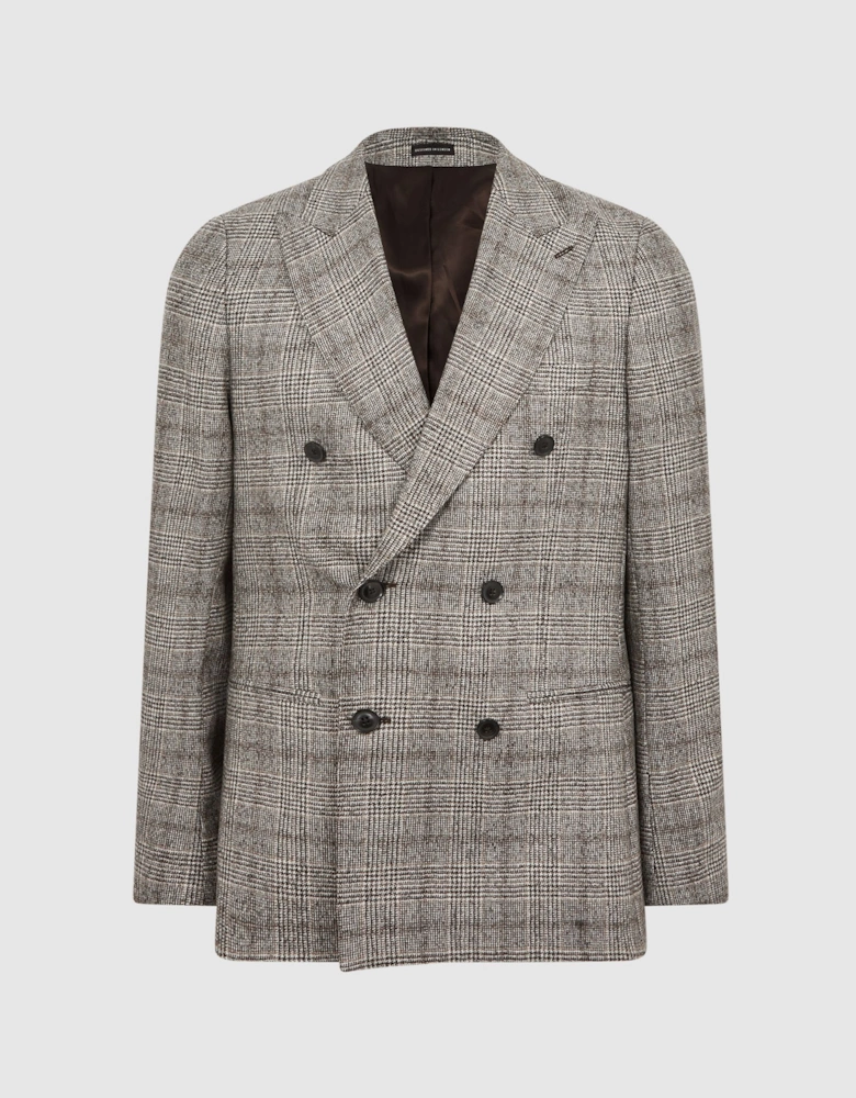 Slim Fit Double Breasted Prince Of Wales Check Blazer